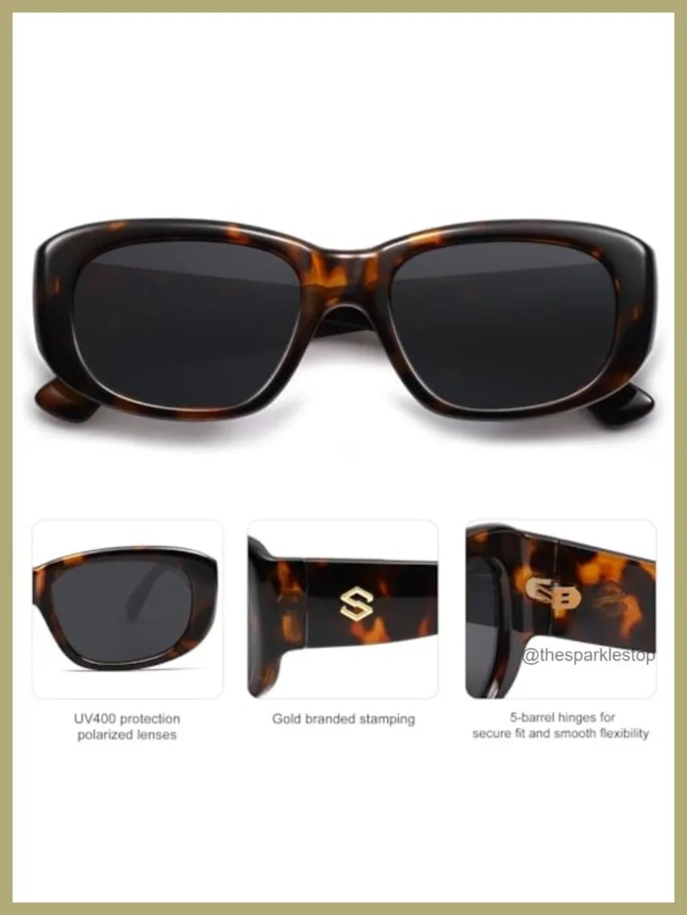 Retro Square Polarized Sunglasses Unisex UV400 Protection Thick Chunky Frame